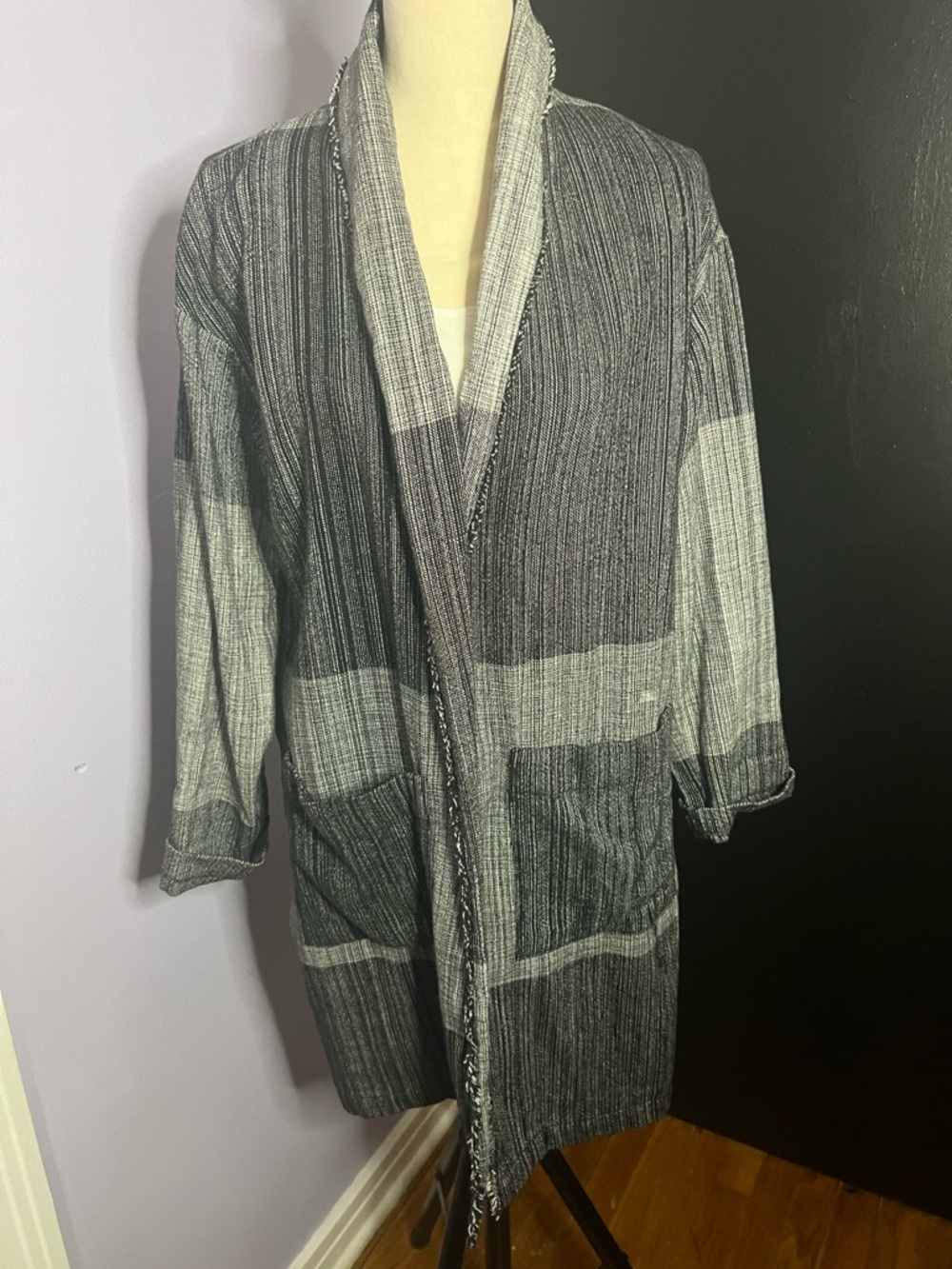 Eileen Fisher Colorblock Shawl Collar Jacket - Picture 4 of 7